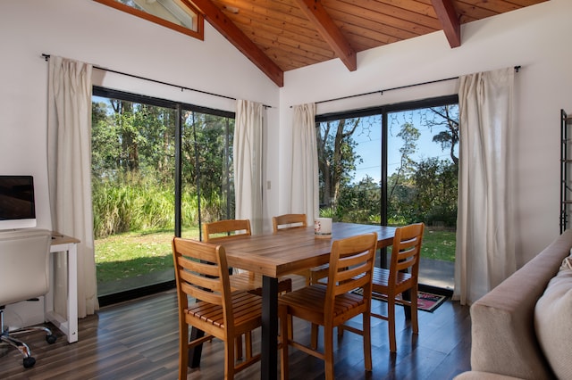 45-1070 Kalehua Rd, Honokaa, HI 96727 - dining room featuring wood finished floors and wooden ceiling