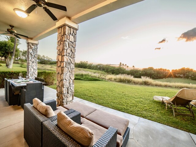 62-3614 Lolii Way Unit E-2, Kamuela, HI 96743 - view of patio / terrace with ceiling fan and outdoor dining area