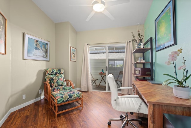 75-217 Nani Kailua Dr Unit 149, Kailua-Kona, HI 96740 - office space featuring baseboards, wood finished floors, and ceiling fan