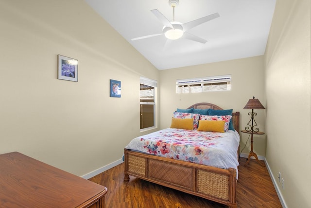 75-217 Nani Kailua Dr Unit 149, Kailua-Kona, HI 96740 - bedroom featuring vaulted ceiling, baseboards, wood finished floors, and a ceiling fan