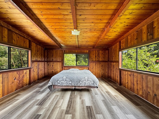 94-2664 Lorenzo Rd, Naalehu, HI 96772 - bedroom with wood ceiling, wood finished floors, and wooden walls