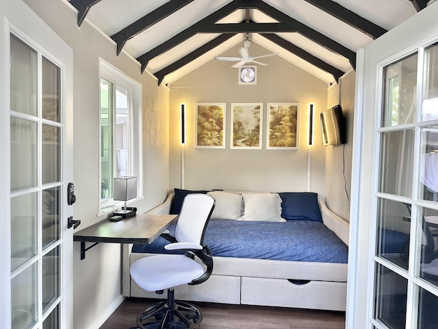 110 Malia St, Hilo, HI 96720 - home office featuring dark wood-style floors and ceiling fan