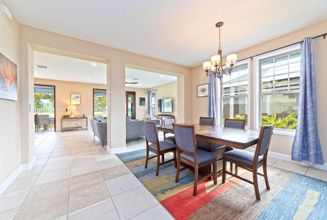 78-120 Holuakai St, Kailua-Kona, HI 96740 - dining area with a chandelier, baseboards, light tile patterned floors, and recessed lighting
