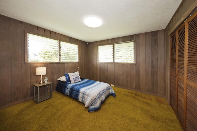27-296 Kaieie Rd, Papaikou, HI 96781 - bedroom featuring a closet, carpet, and wood walls