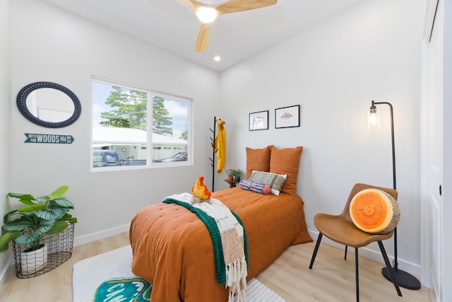 16-2050 Coconut Dr, Pahoa, HI 96778 - bedroom featuring light wood finished floors, ceiling fan, and recessed lighting