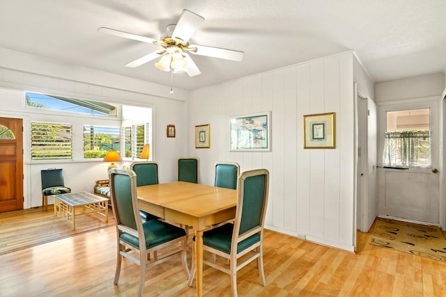 4620 Anolani St, Kapaa, HI 96746 - dining area featuring light wood-type flooring, plenty of natural light, and a ceiling fan