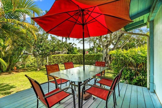 4620 Anolani St, Kapaa, HI 96746 - deck featuring outdoor dining area and a yard