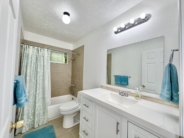 15-240 N Puni Makai Loop, Pahoa, HI 96778 - full bathroom featuring a textured ceiling, vanity, toilet, shower / bath combination with curtain, and tile patterned flooring