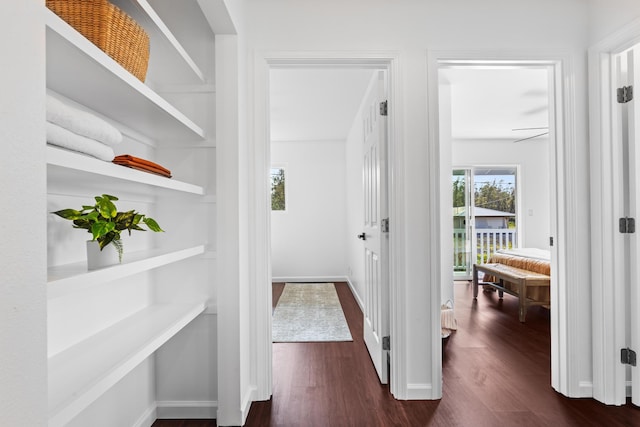 16-2097 Azure Dr, Pahoa, HI 96778 - corridor featuring dark wood-style floors and baseboards