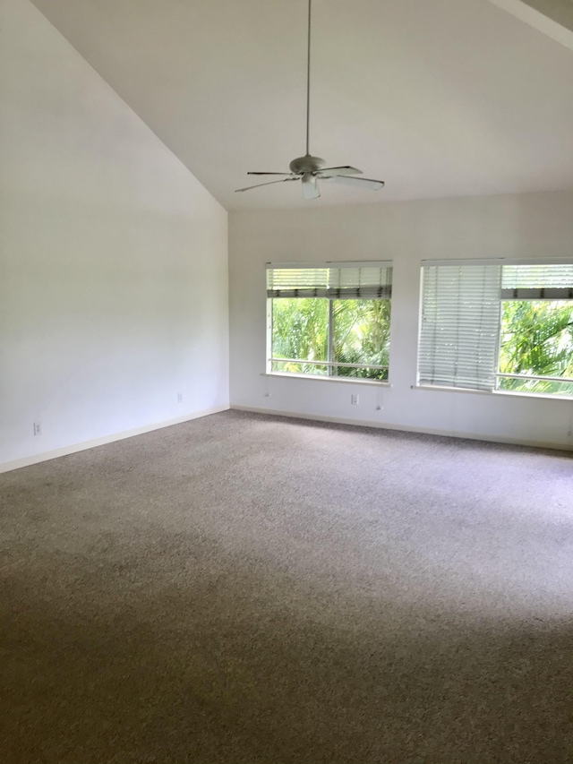 1831 Poipu Rd Unit 324, Koloa, HI 96756 - carpeted spare room with a ceiling fan, lofted ceiling, and baseboards
