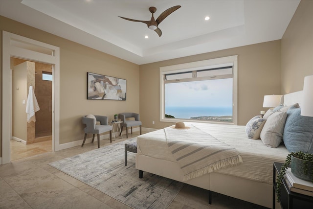 75-2620 Keopu Lani Rd, Holualoa, HI 96725 - bedroom featuring a tray ceiling, recessed lighting, a ceiling fan, and baseboards