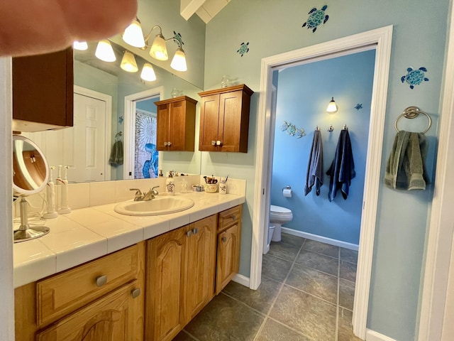 92-8414 Bamboo Ln, Ocean View, HI 96737 - full bathroom with vanity, toilet, baseboards, and tile patterned floors