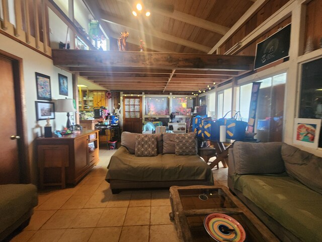 88-1501 Ala Malino Rd, Captain Cook, HI 96704 - living area with light tile patterned floors and vaulted ceiling