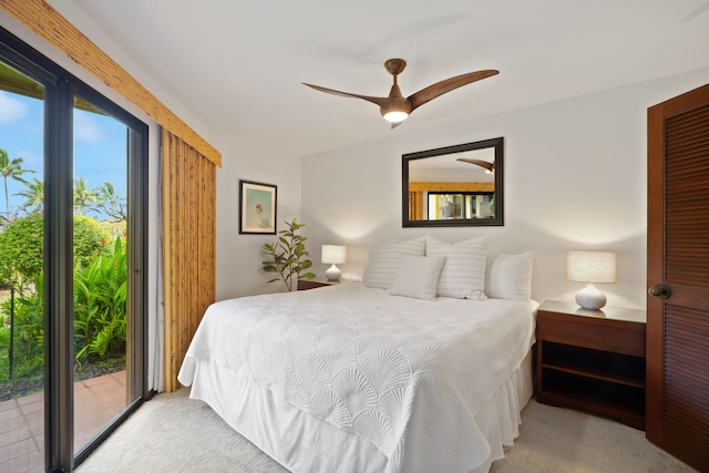 1870 Hoone Rd Unit 600, Koloa, HI 96756 - carpeted bedroom featuring access to outside and a ceiling fan