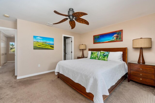 69-555 Waikoloa Beach Dr Unit 2604, Waikoloa, HI 96738 - bedroom featuring carpet floors, baseboards, and ceiling fan