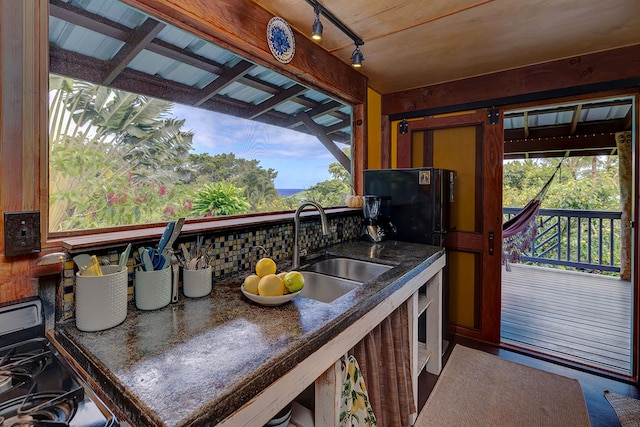 12-7003 Kaihulali St, Pahoa, HI 96778 - wooden terrace with a sink and an outdoor kitchen