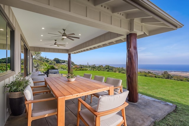 73-4493 Aloha Pl, Kailua-Kona, HI 96740 - view of patio featuring a ceiling fan and outdoor dining area