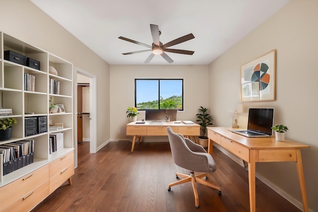 73-4493 Aloha Pl, Kailua-Kona, HI 96740 - office featuring ceiling fan and dark wood finished floors