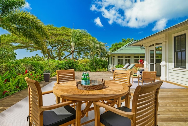 2640 Uluwehi St, Koloa, HI 96756 - wooden terrace with outdoor dining area