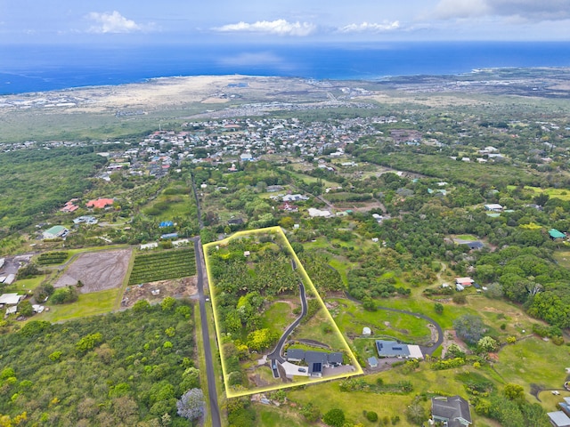 74-941 Kuni St, Kailua-Kona, HI 96740 - aerial overview of property's location with property parcel outlined and a nearby body of water