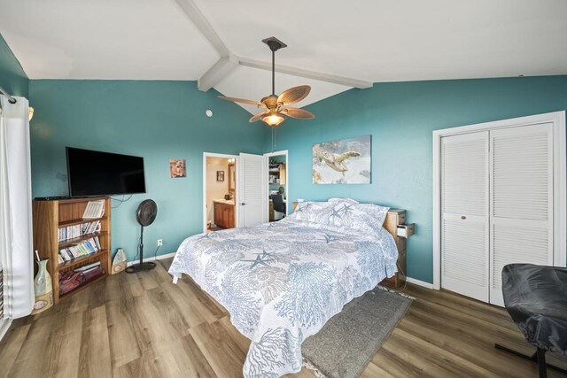88-1650 Papio Dr, Captain Cook, HI 96704 - bedroom featuring wood finished floors, baseboards, a closet, and ceiling fan