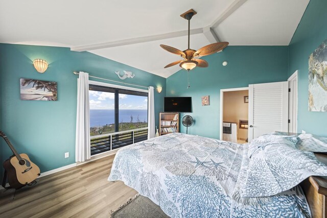 88-1650 Papio Dr, Captain Cook, HI 96704 - bedroom with wood finished floors, baseboards, and ceiling fan
