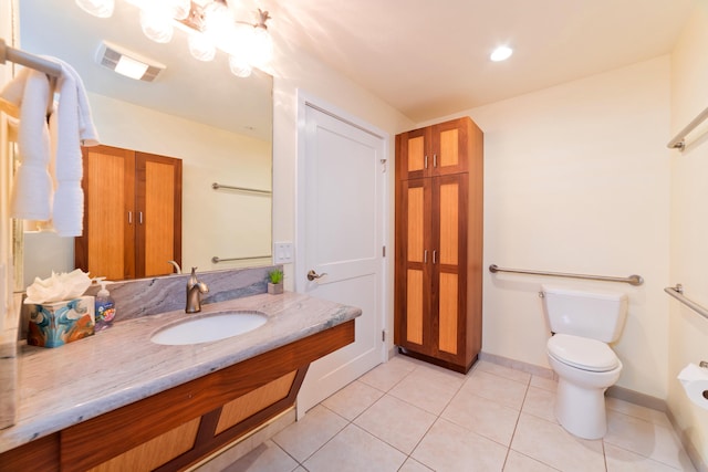 78-134 Holua Rd, Kailua-Kona, HI 96740 - bathroom with vanity, tile patterned floors, toilet, recessed lighting, and baseboards