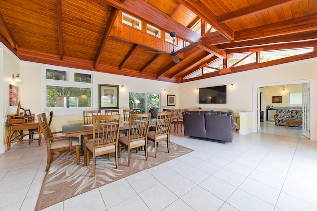 78-134 Holua Rd, Kailua-Kona, HI 96740 - dining room featuring wood ceiling and light tile patterned floors