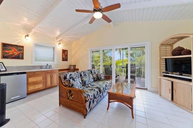78-134 Holua Rd, Kailua-Kona, HI 96740 - living room with light tile patterned flooring and a ceiling fan