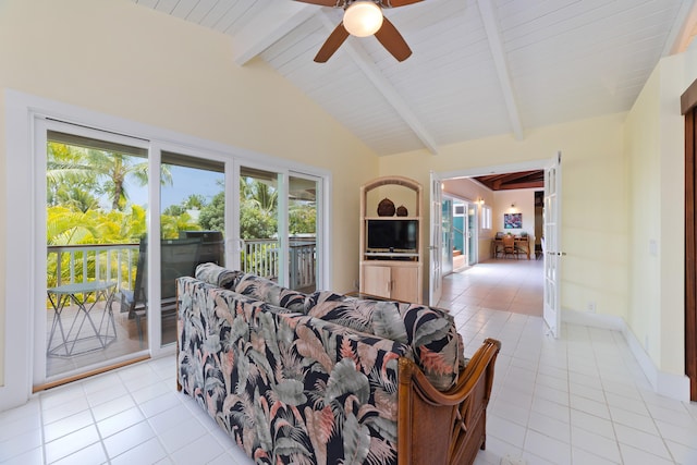 78-134 Holua Rd, Kailua-Kona, HI 96740 - bedroom with light tile patterned floors, access to exterior, and a ceiling fan
