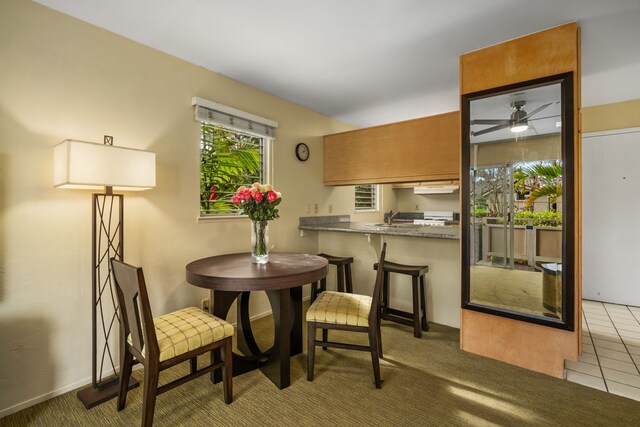 525 Aleka Lp Unit B4, Kapaa, HI 96746 - tiled dining area with ceiling fan