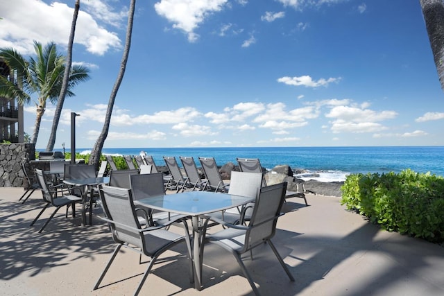 75-6026 Alii Dr Unit 5206, Kailua-Kona, HI 96740 - view of patio with view of water and beach and outdoor dining area