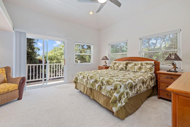 71-1410 Puu Kamanu Ln, Kailua-Kona, HI 96740 - bedroom featuring access to outside, light colored carpet, and multiple windows