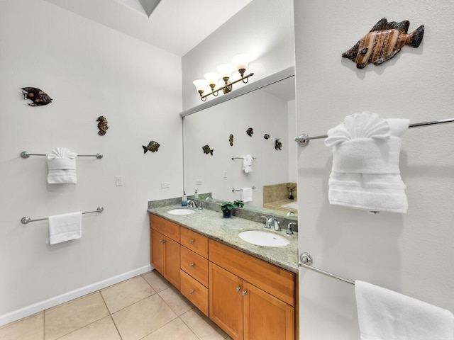 68-1125 Kaniku Dr Unit 2105, Kamuela, HI 96743 - full bathroom with tile patterned flooring, double vanity, and baseboards