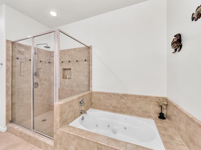 68-1125 Kaniku Dr Unit 2105, Kamuela, HI 96743 - full bathroom with a jetted tub, a stall shower, and tile patterned floors