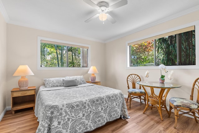 76-6302 Leone St, Kailua-Kona, HI 96740 - bedroom featuring light wood-style floors, baseboards, and crown molding