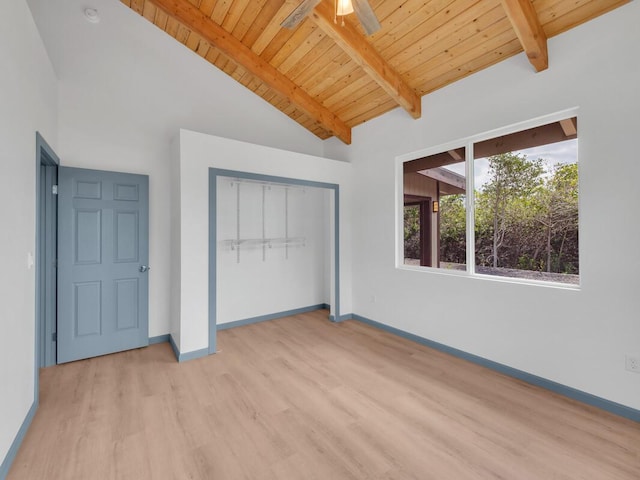 94-1679 Kaulua St, Naalehu, HI 96772 - unfurnished bedroom with wooden ceiling, wood finished floors, baseboards, and a closet