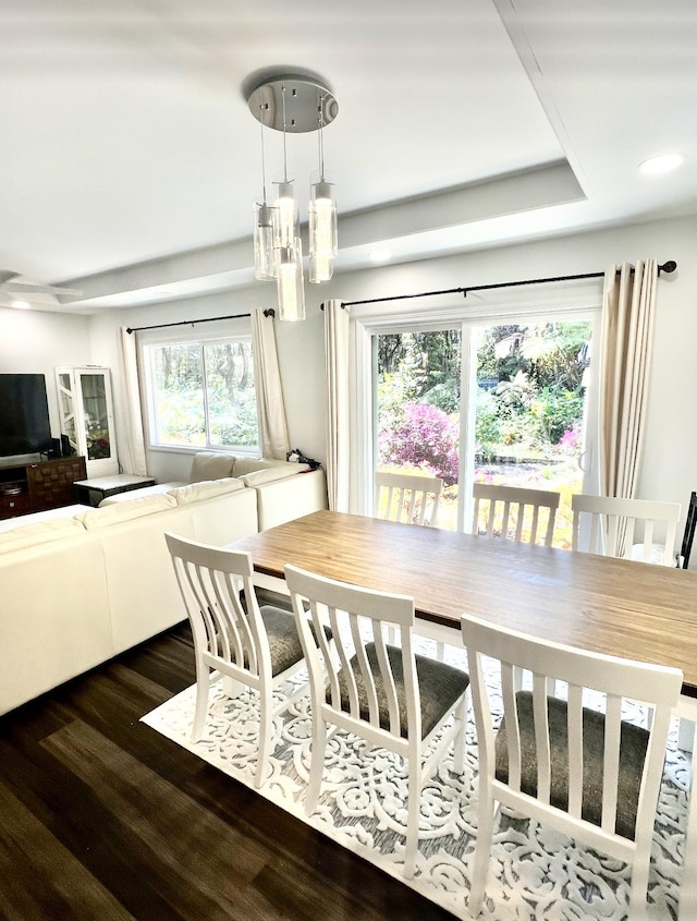 11-3795 2nd St, Volcano, HI 96785 - dining space featuring a chandelier, dark wood-style floors, and recessed lighting