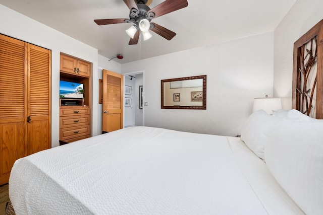 75-5888 Alii Dr Unit A4, Kailua-Kona, HI 96740 - bedroom featuring a ceiling fan and a closet