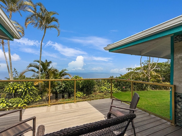 87-2814 Hawaii Belt Rd, Captain Cook, HI 96704 - wooden terrace featuring a yard