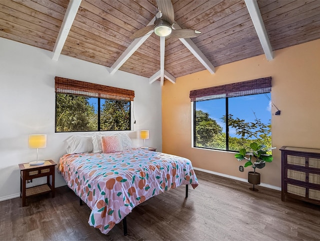 87-2814 Hawaii Belt Rd, Captain Cook, HI 96704 - bedroom with wooden ceiling, baseboards, wood finished floors, and a ceiling fan