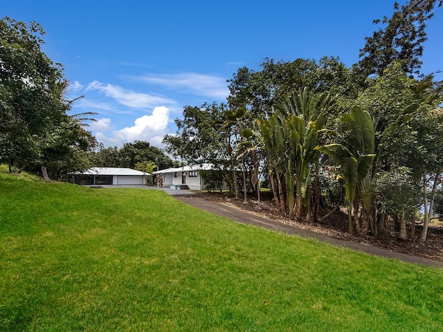 87-2814 Hawaii Belt Rd, Captain Cook, HI 96704 - view of green lawn with a garage