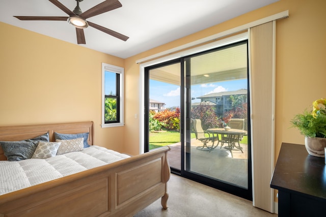 1647 Kelaukia St, Koloa, HI 96756 - bedroom with access to outside and a ceiling fan