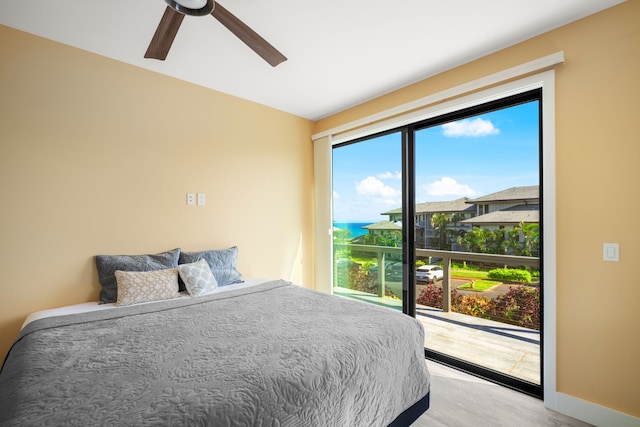 1647 Kelaukia St, Koloa, HI 96756 - bedroom with light wood-style floors, ceiling fan, access to outside, and baseboards