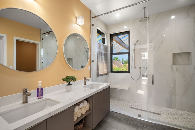 1647 Kelaukia St, Koloa, HI 96756 - bathroom with a marble finish shower and double vanity