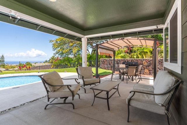 73-3725 Kaimalolo Pl, Kailua-Kona, HI 96740 - fenced backyard featuring a patio area, outdoor dining space, and a pergola