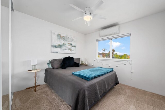 73-3725 Kaimalolo Pl, Kailua-Kona, HI 96740 - carpeted bedroom with a wall unit AC and ceiling fan