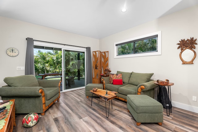 75-5726 Lamaokeola St, Kailua-Kona, HI 96740 - living room with wood finished floors, baseboards, and recessed lighting