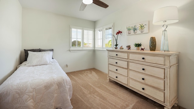 2481 Kanio St, Lihue, HI 96766 - bedroom with light carpet and ceiling fan