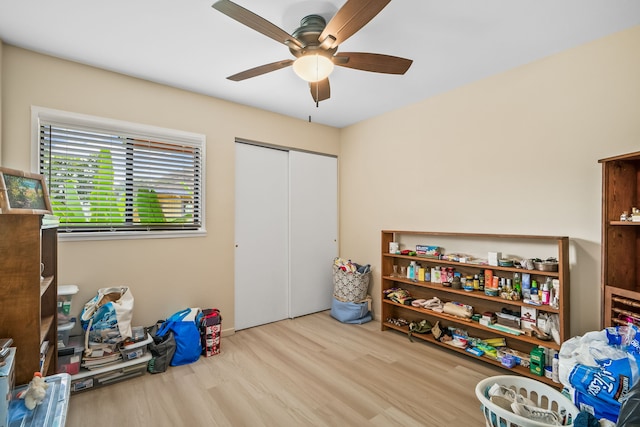 4724 Menehune Rd, Waimea, HI 96796 - bedroom with wood finished floors, a closet, and ceiling fan